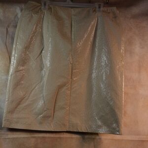 Faux Leather Skirt Beige Color SZ 16 by Jones Wear NWT